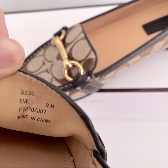 Coach Brown Signature Canvas & Leather ‘Eve’ Horsebit Loafers, Size 9 - Picture 6 of 8